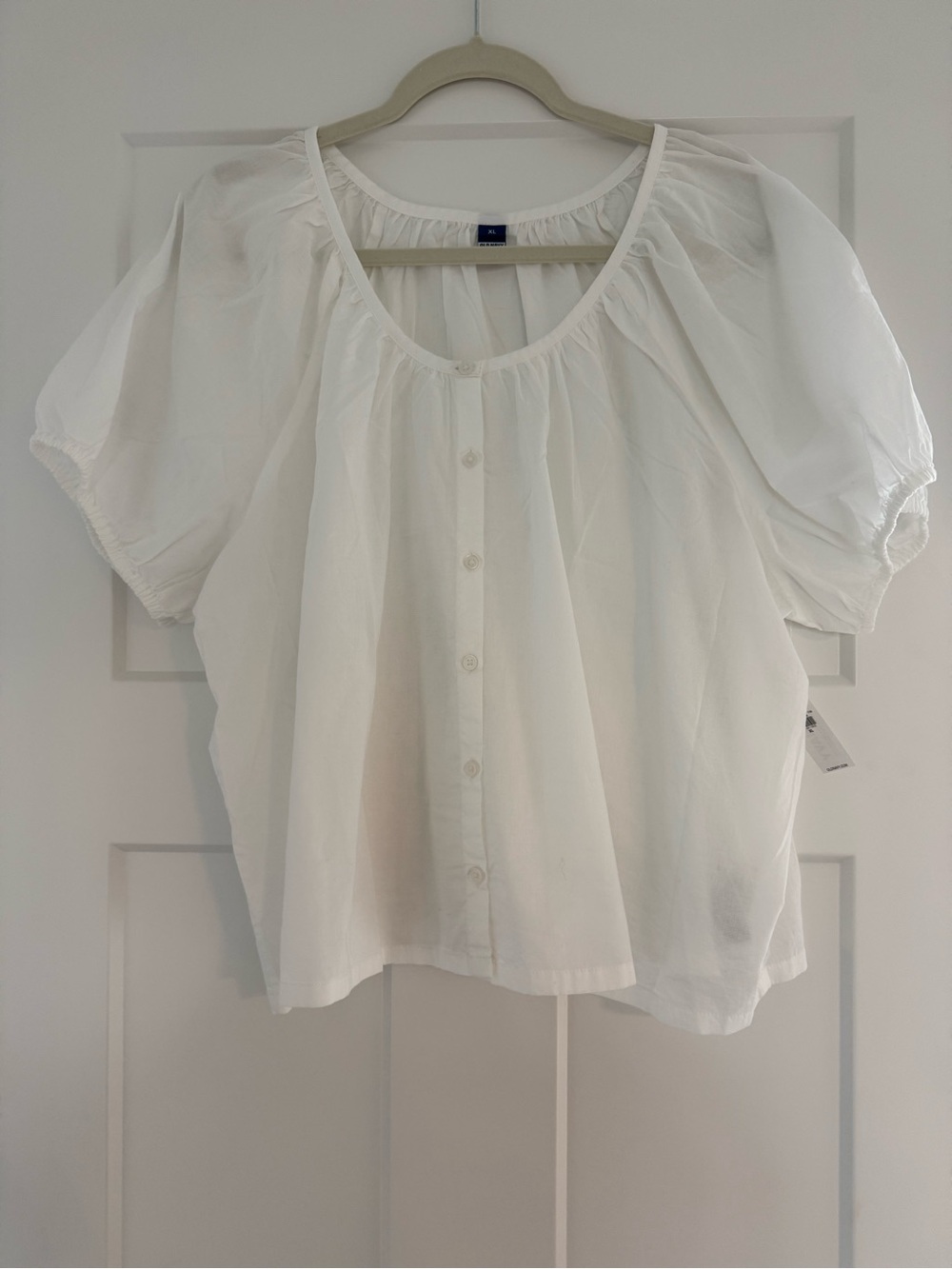 Old Navy White Button-Front Peasant Top
